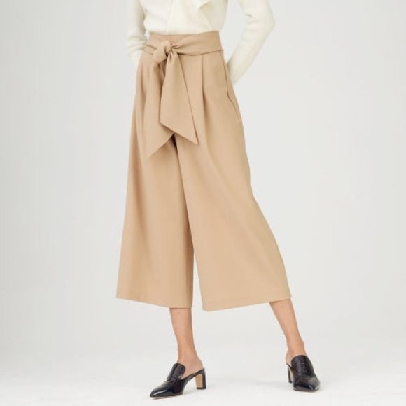 Elegant Tan Wide-Leg Culottes - Picture 16 of 16